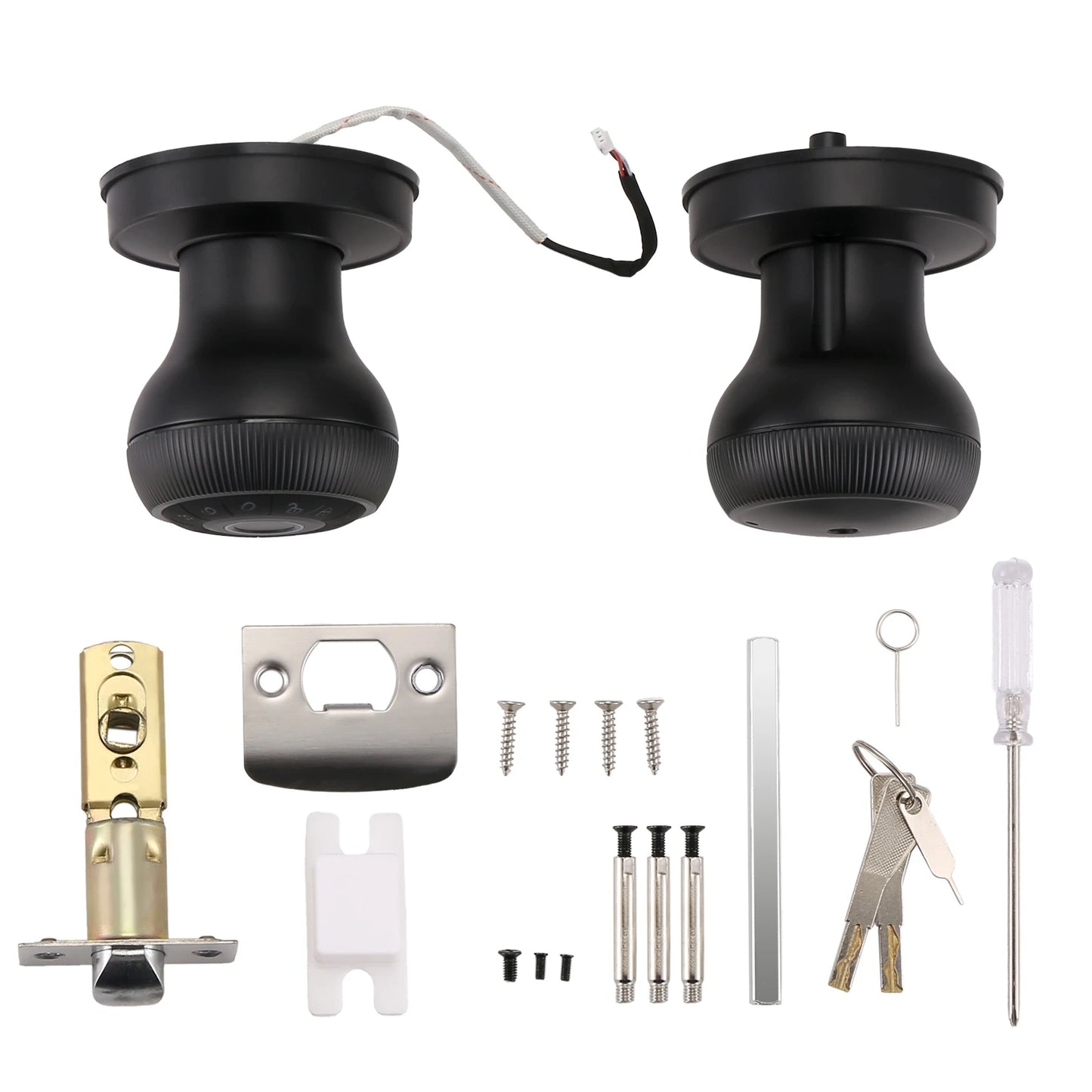 FULL-Fingerprint Door Lock-Smart Door Handle, Keyless Door Handle With Password Keypad For Bedroom Smart Door Lock