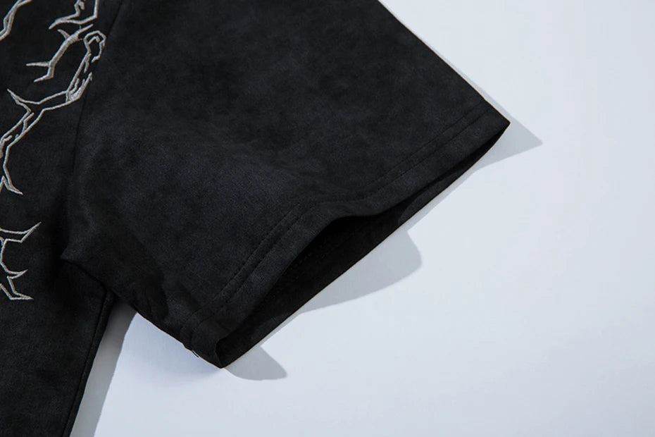 Hip Hop Harajuku Men T Shirts Embroider Vintage Loose Tee Tops Streetwear Oversized T-shirt