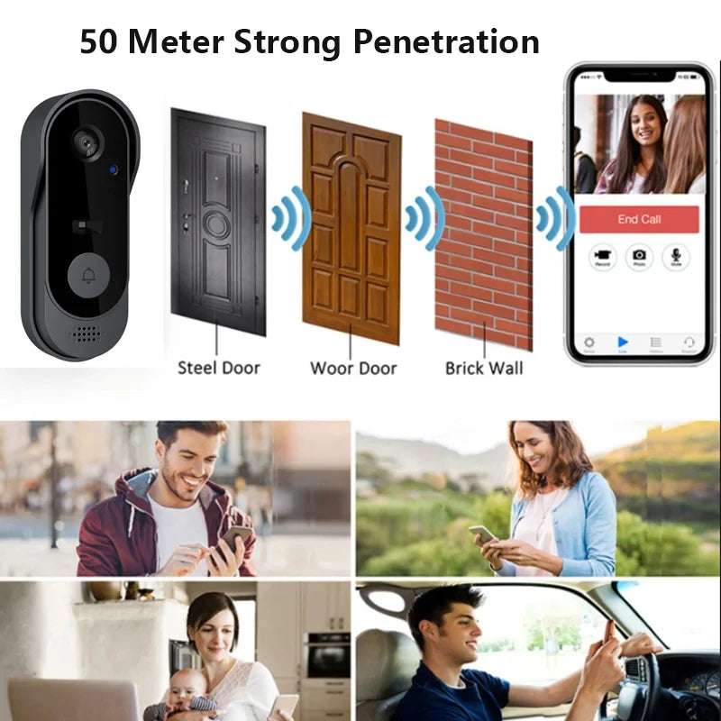 Smart Home Doorbell Night Vision Monitors 720P Video Camera 2.4G Wifi Doorbell Security Waterproof Wireless Bell Door Intercom