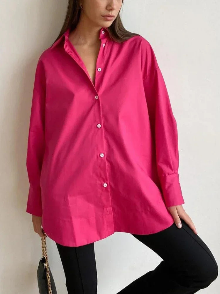 100% Cotton Shirts for Women 2025 Casual Loose Fashion Long Sleeve White Shirt Single Breasted Design Elegant Blouse for Women