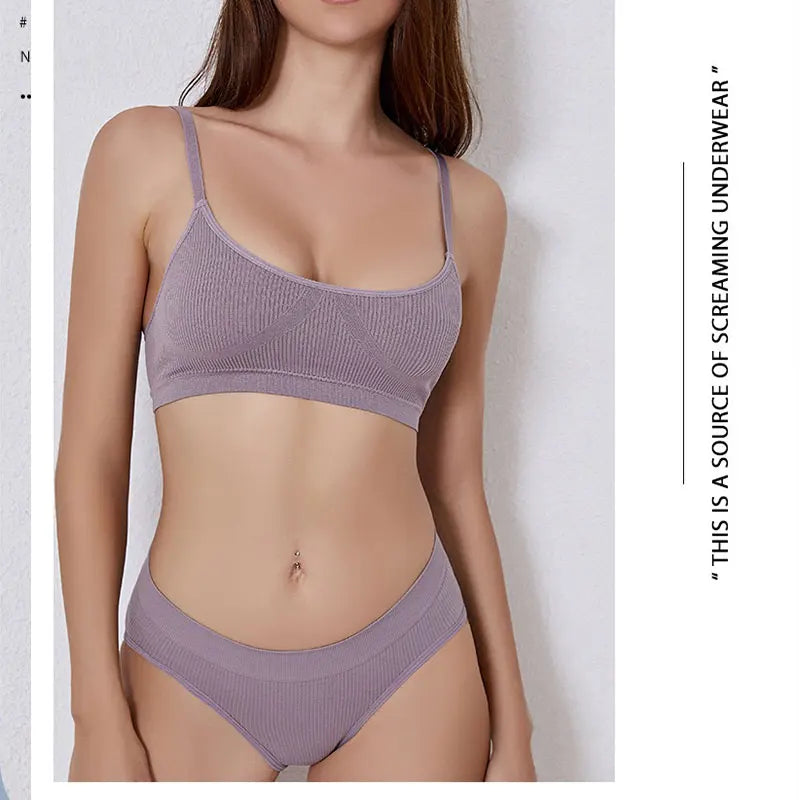 Women Bra Set Panties Sexy Push Up Bralette Female Fitness Seamless Underwear Sports Lingerie Brassiere Set Tank Crop Tops S-XL