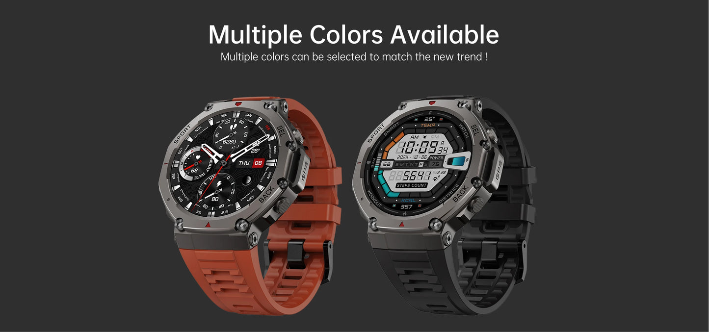 T-Rex 3 Military Grade 500mAh Battery Smart Watch 10ATM Waterproof GPS Compass Altimeter Call AMOLED Men Swim Sports Smartwatch