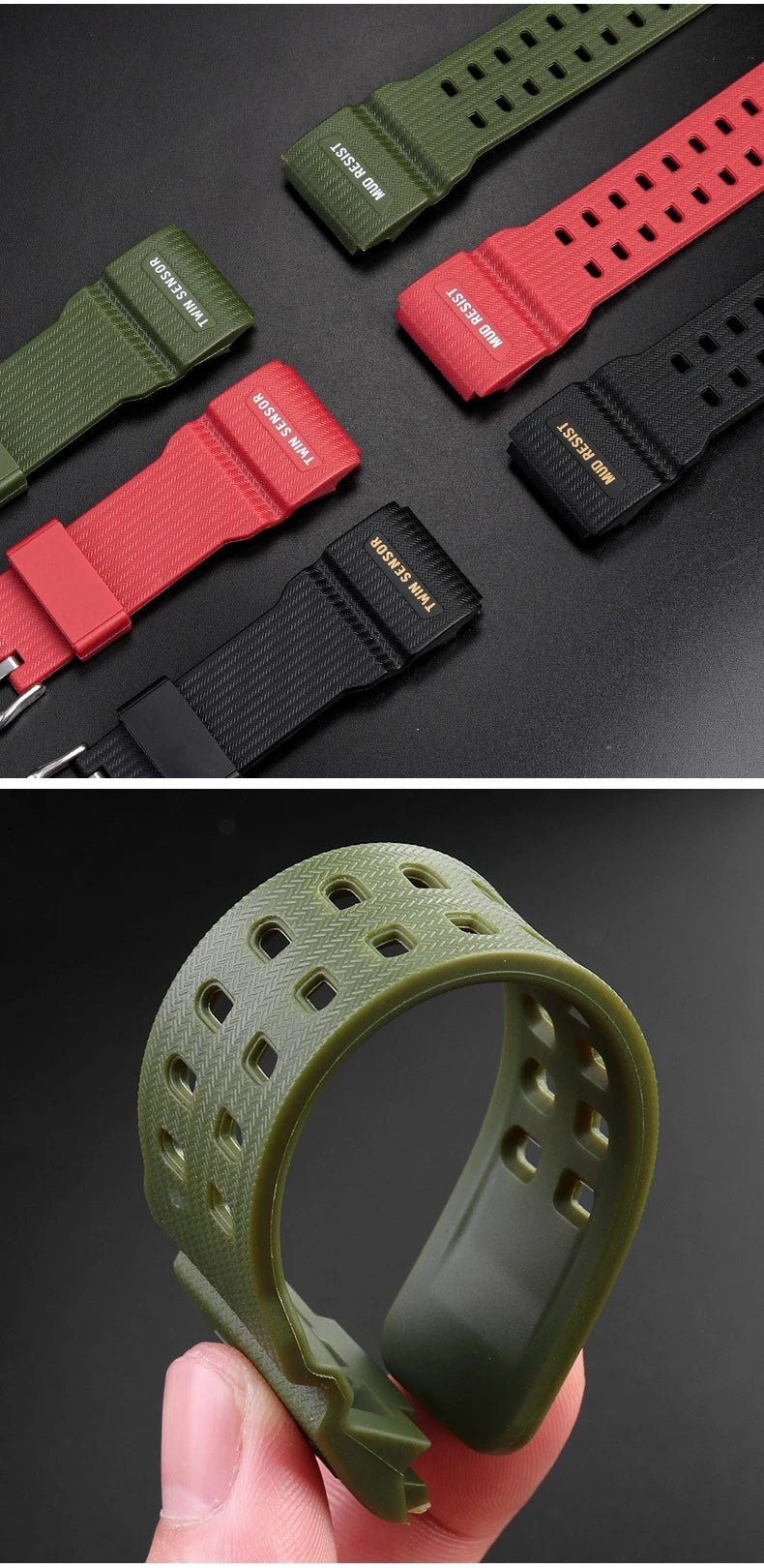 Resin Band for Casio G-SHOCK GG-1000/GWG-100/GSG-100 Mudmaster, Shockproof Watch Strap Replacement Outdoor Sports Accessories