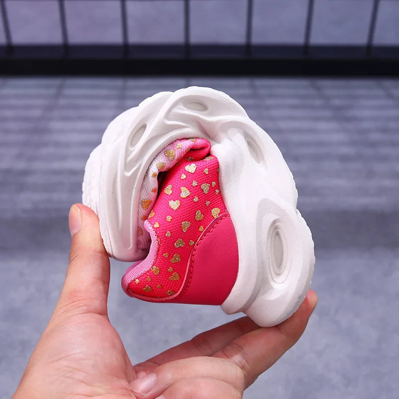 Kids' Casual Shoes Children Led Light Spring Outdoor Sneakers For Breathable Anti-slip Black  Blue Pink Size 21-30