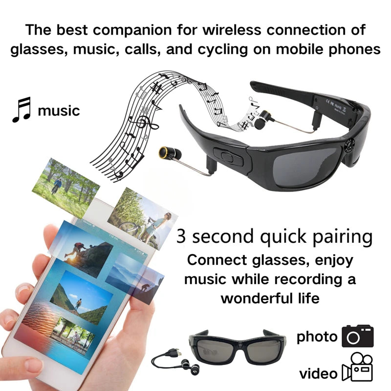 4K HD Camera Glasses Wearable Polarized Lens DVR Video Surveillance Security Protection Video Cam For Outdoor Sports 2025