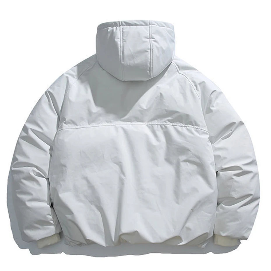 Winter Men Jackets Diagonal Zipper Hooded Parkas Thicken Warm Coat Black Loose Casual Padded Jacket Outwear for Male 2025