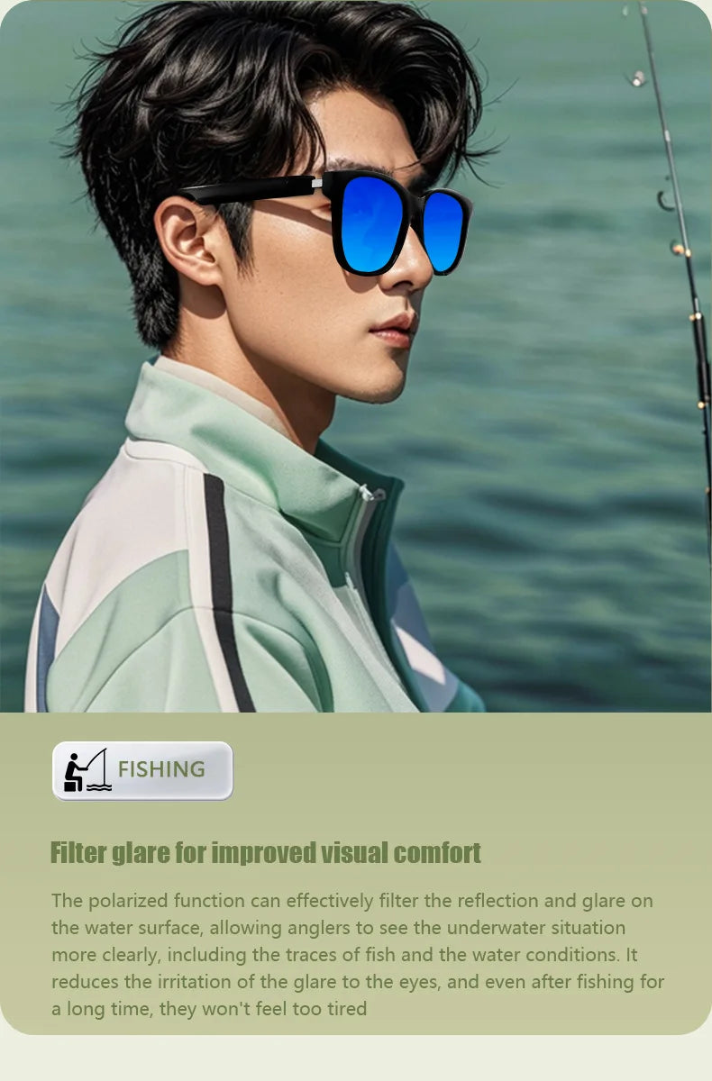 Outdoors Smart Glasses Bluetooth 5.3 Sunglasses Music Making Calls Navigation Protection Uv400 Polarized Lenses Driving Fishing