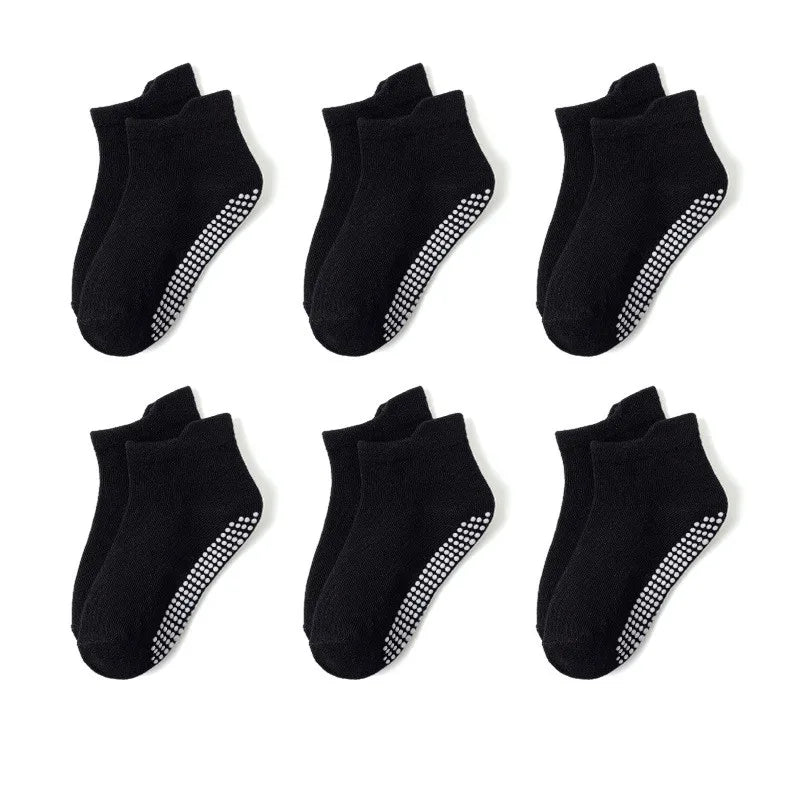 6 Pairs 0-5 Years Old Non-Slip Kids Socks with Grip Little Girls Boys Ankle Socks Infants Toddlers Children Floor Socks