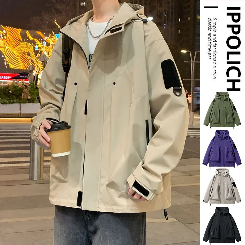 Spring Autumn Casual Jacket Fashion Hiking Men Jackets Men Outdoor Waterproof Windproof Camping Running Hooded Windbreaker Coats