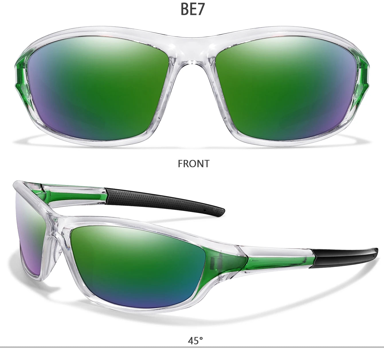 Men and Women Polarized Fishing Sunglasses Outdoor Sports Cycling Driving Hiking Eyewear Camping Travel Transparent Frame UV400