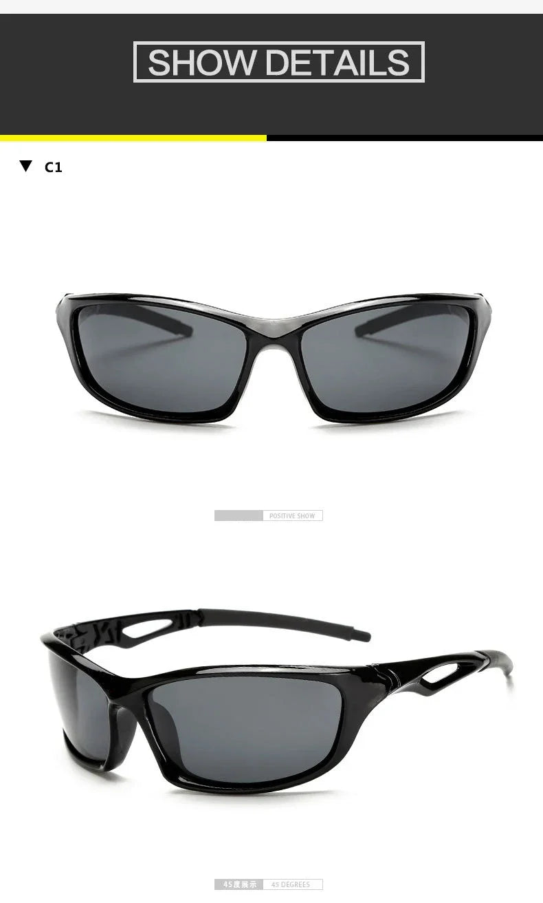 Polarized Sunglasses Designer Square Sports Sun Glasses for Men Driving Fishing Cycling Climbing Skiing Black Frame Goggle UV400