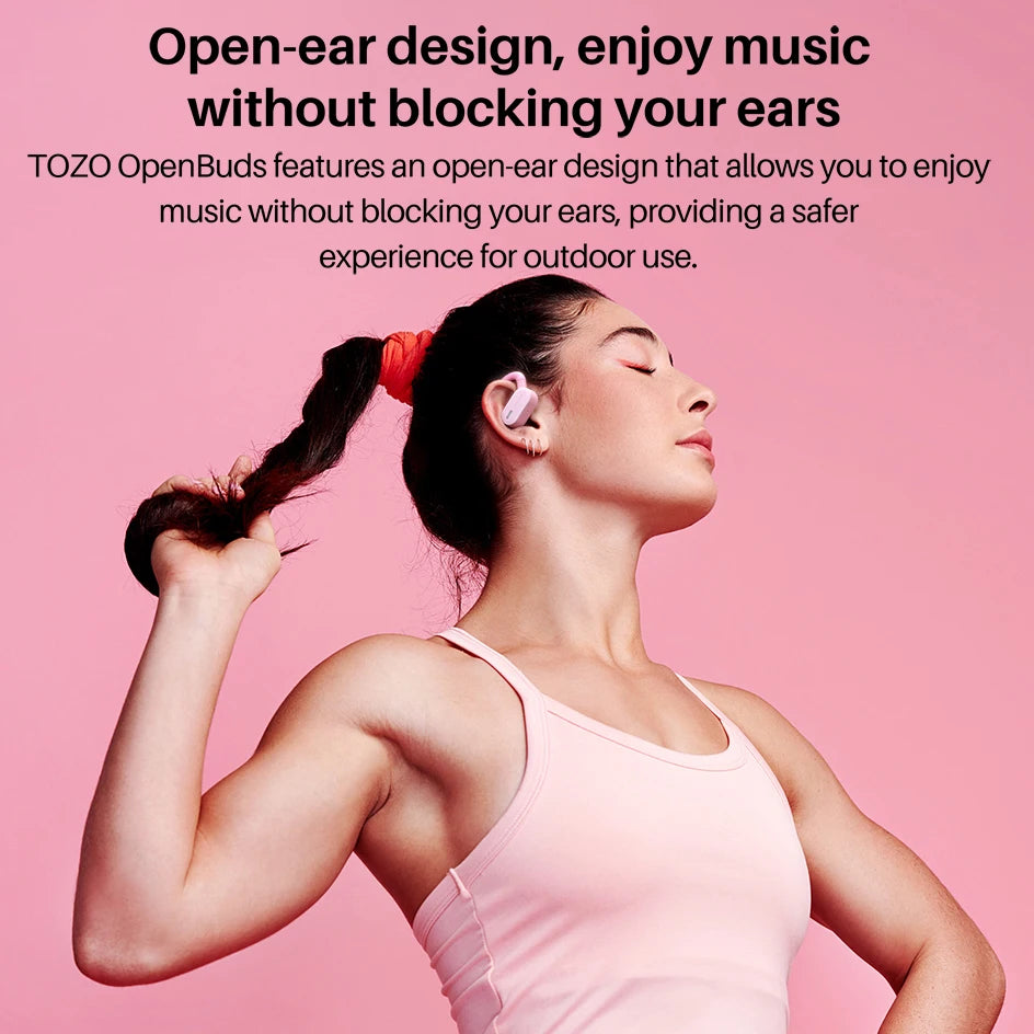 Refurbished TOZO Open Ear Hooks Headphones OWS Wireless Bluetooth 5.3 Earphones Earbuds Adjustable Music Sport HiFi Stereo Sound