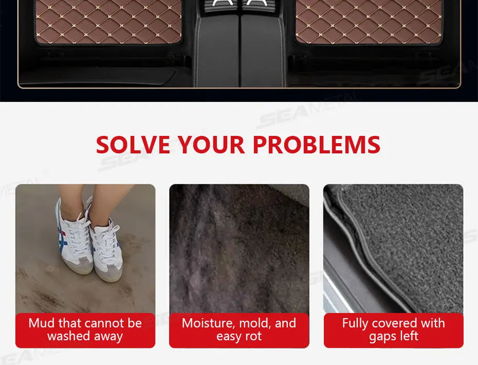 SEAMETAL 4Pcs Car Floor Mat Full Set Universal Non-Slip Auto Carpet Waterproof All-Weather Car Mat Anti Scratch Cargo Liner