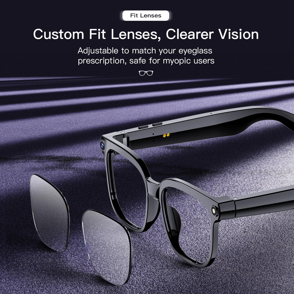 2025 800W Camera Smart Glasses  AI Translation ChatGPT Voice Assistant BT Call Music Earphones Video Recording for iPhone Xiaomi