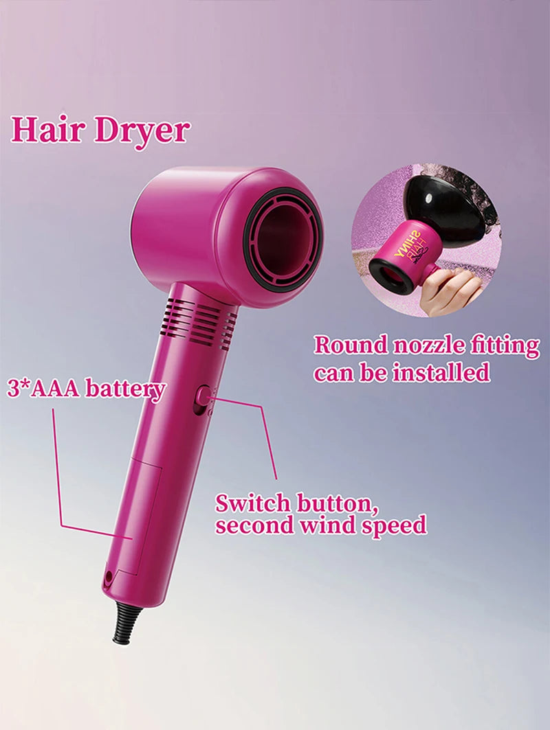 Hair Styling Play Set for Girls – Hair Clips, Mirror, Comb, Hairdryer, Hair Dye Tools – Role-Playing Kit for Ages 3+