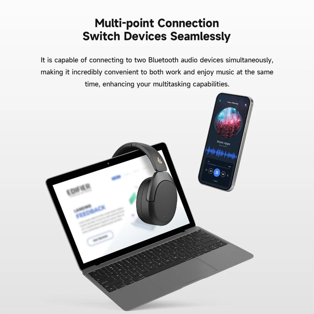 Edifier W830NB Wireless Headphones -45dB Active Noise Cancelling Hi-Res Over-Ear Headset LDAC 94H Battery Life Bluetooth 5.4