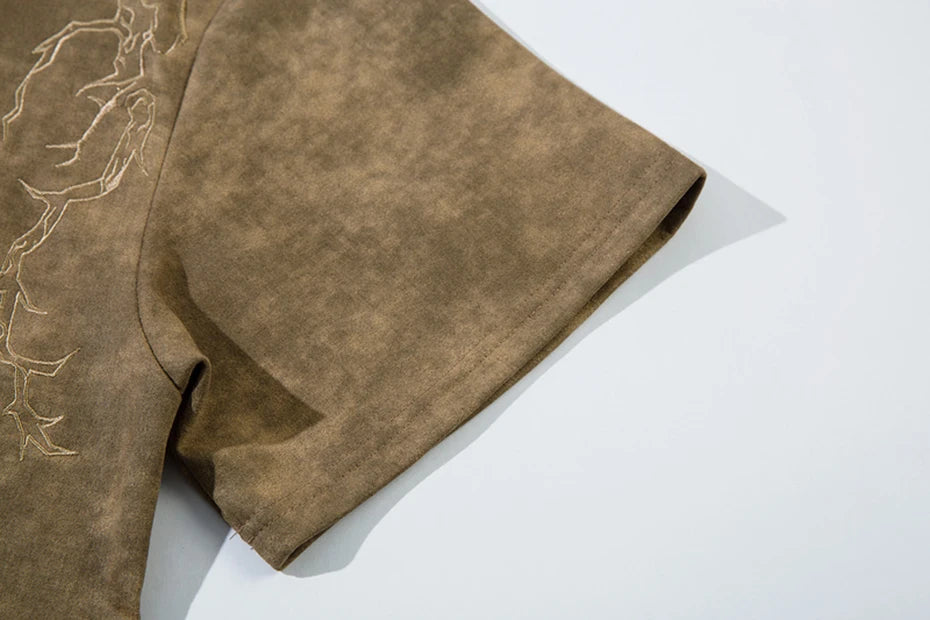 Hip Hop Harajuku Men T Shirts Embroider Vintage Loose Tee Tops Streetwear Oversized T-shirt