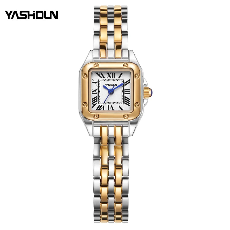 YASHIDUN Fashion Women Watch Stainless Steel Luxury Ladies Quartz Watches Business Female Clock Bracelet Wristwatch Women Gift