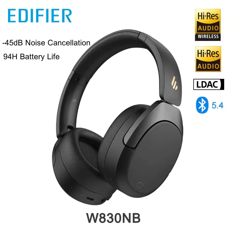 Edifier W830NB Wireless Headphones -45dB Active Noise Cancelling Hi-Res Over-Ear Headset LDAC 94H Battery Life Bluetooth 5.4