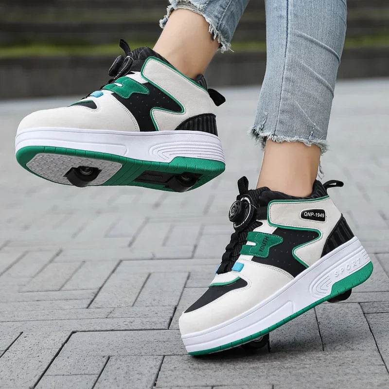 Sneakers for Kids Boys Girls 2Wheels Roller Skate Children Shoes Sports Running Adult Casual Women Tennis Outdoor Size 31-42