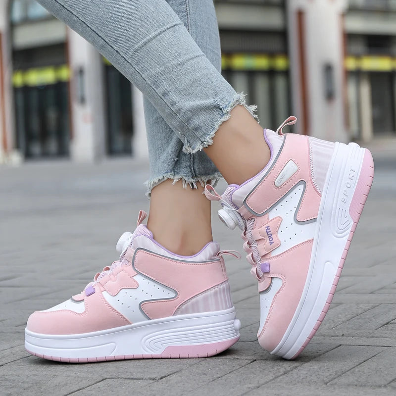 Sneakers for Kids Boys Girls 2Wheels Roller Skate Children Shoes Sports Running Adult Casual Women Tennis Outdoor Size 31-42