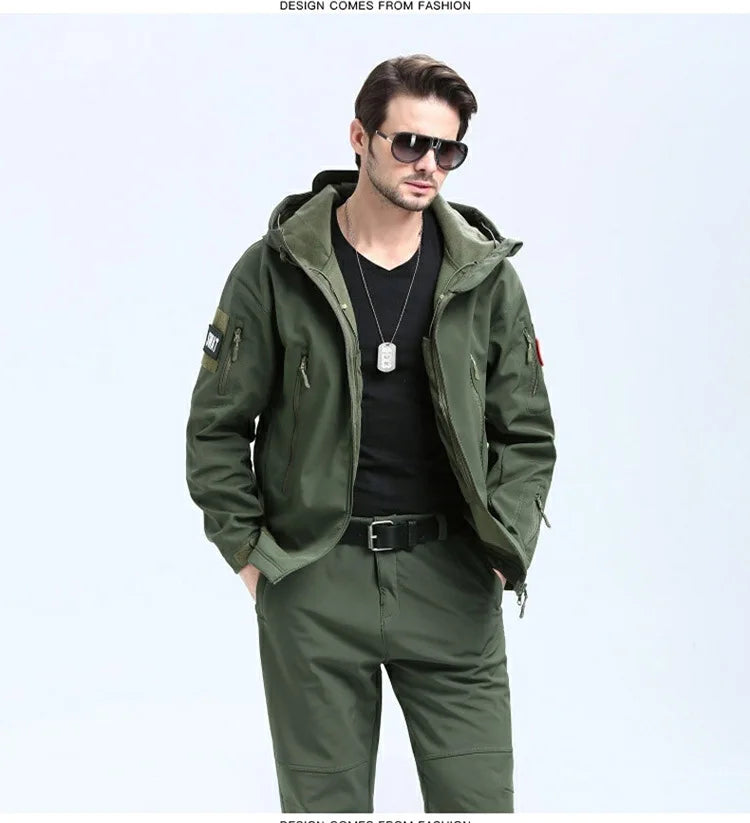 Fleece Autumn Military Men Jacket Waterproof Suit Fishing Warm Hiking Men Tracksuits Set for Men Jackets Suits Thermal Winter