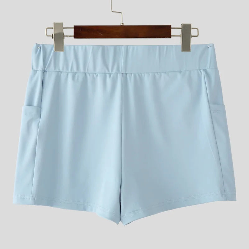 INCERUN Men Shorts Solid Color Elastic Waist Joggers Quick-dry Men Bottoms Streetwear Summer Workout 2025 Casual Male Shorts