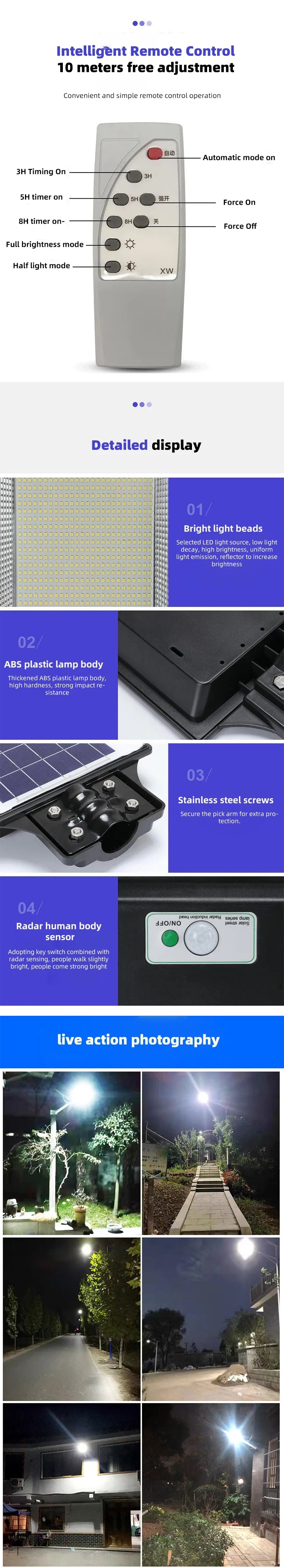 2024 New Solar Street Light Outdoor 200w, 300w, 400w Multi Functional Public Lighting 5 Units for Sale