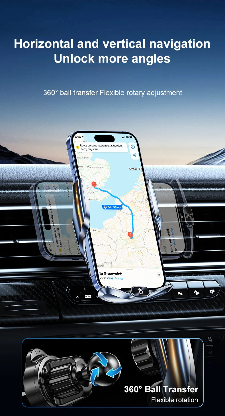 Universal All Mobile Phone Charging Car Phone Holder Wireless Charger Automatic Car Cell Phone Holder Vent Clip Accessories