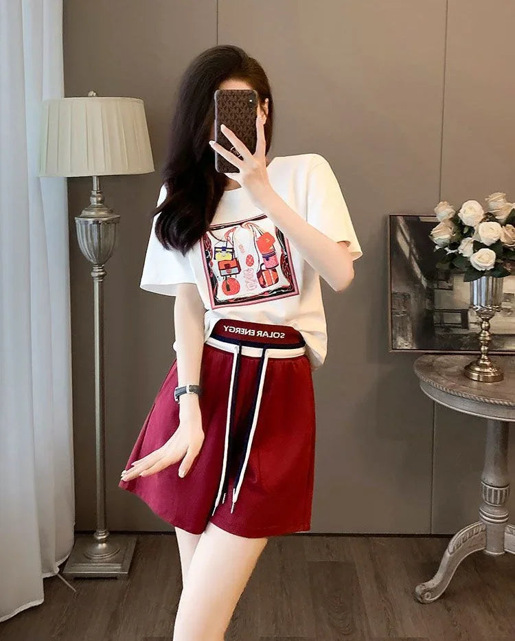 Woman Shorts Top and Bottom Short Sets for Women 2 Pieces Casual Two-piece Stylish Novelty In New Coordinated Matching Full Kit