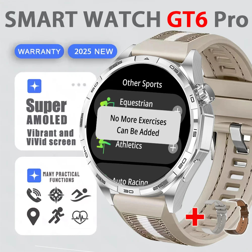 Smart Watch GT6 Pro (2025) 1.50-inch HD AMOLED GPS Message Reminder Bluetooth call Heart rate 4GB Smartwatch Reduction 100%