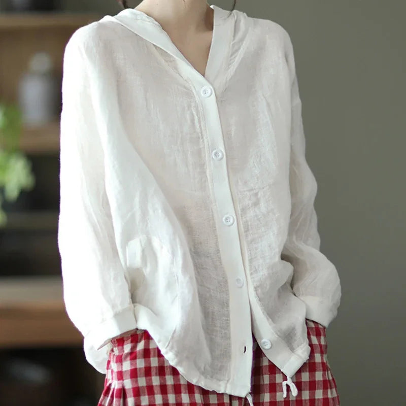 Women Summer Loose Hooded Sunscreen Casual Thin Jackets New Arrival Simple Style Solid Color Female Long Sleeve Hooded Coats