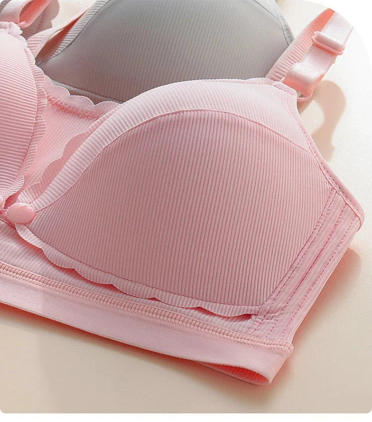 Women Push Up Bra Prevent Sagging Wire Free Bras Breathable Pads Underwear Adjustable Bralette Wireless Gathered Brassiere