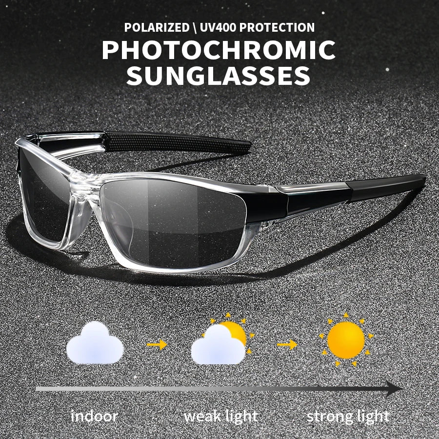 Photochromic Polarized Sports Vintage Sunglasses Men Women Fishing Cycling Driving Mountaineering Chameleon Sun Glasses UV400