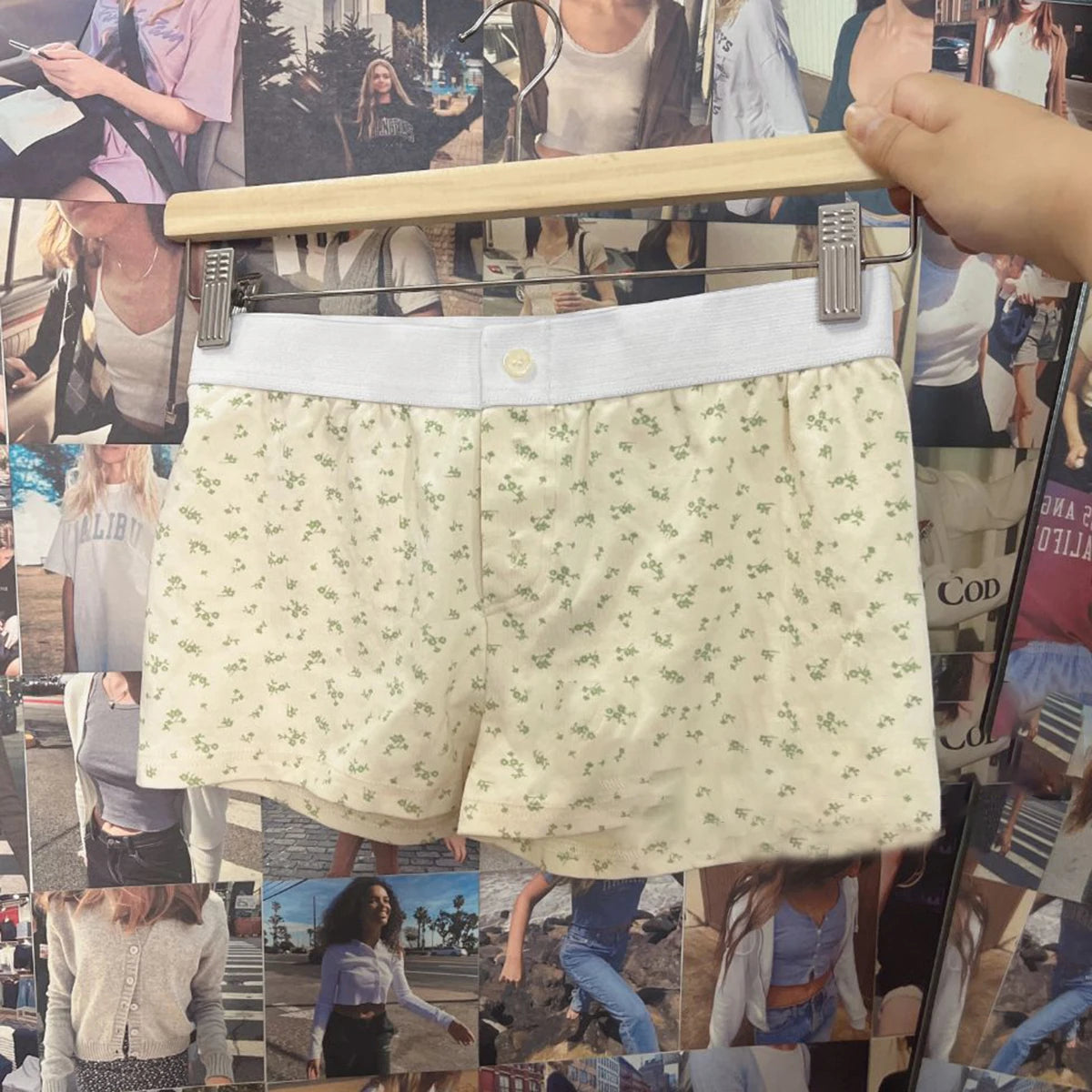 Purple Floral Print Home Shorts Summer Patchwork Elastic Waist Straight Short Pant Casual Cute Cotton Pants Woman Clothing