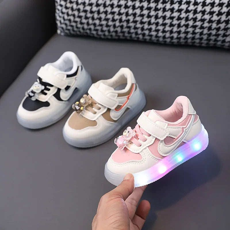 Shoes Children1-6Years Old2Girls Light Board Shoes2025Spring Kids' Leather Casual Shoes Soft Bottom Toddler Shoes