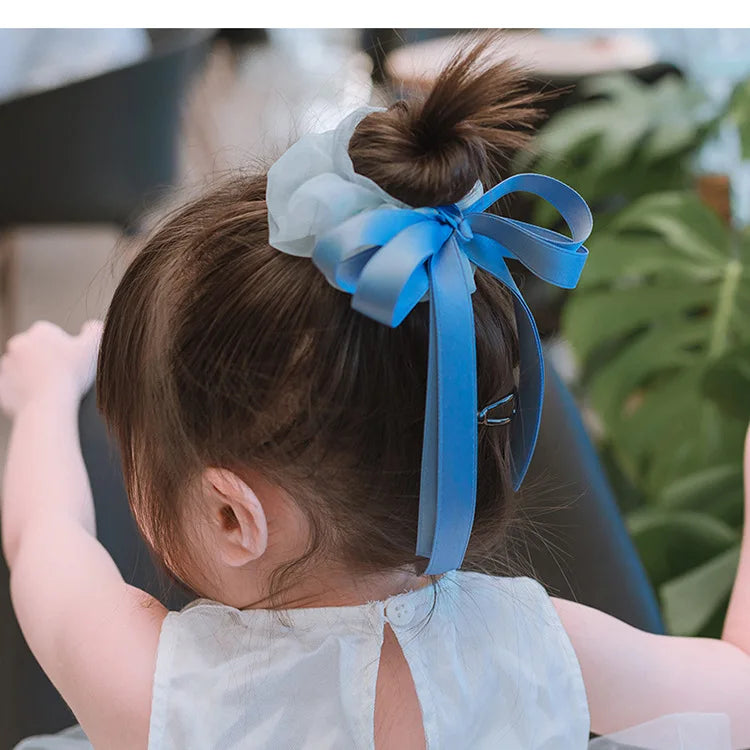 Children's Bow Hair Band Sweet Hair Rope French Large Intestine Ring Solid Color Headband Headwear Girls Kids Hair Accessories
