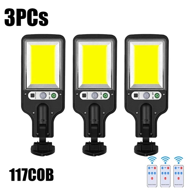 Solar Street Lights Outdoor, Solar Lamp With 3 Light Modes Waterproof Motion Sensor Security Lighting for Garden Patio Path Yard