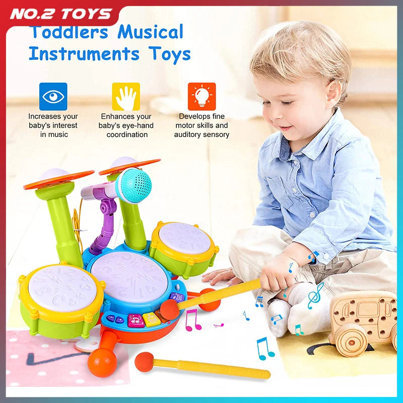 Kids Jazz Drum Musical Toys Set Toddler Baby Percussion Drum Instruments Montessori Toys for Toddlers Early Educational Toy Gift