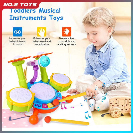 Kids Jazz Drum Musical Toys Set Toddler Baby Percussion Drum Instruments Montessori Toys for Toddlers Early Educational Toy Gift