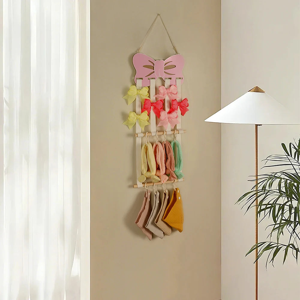 Hair Accessory Organizer With 8 Hooks Hanging Storage Rack For Hair Clips Hat Headband Space Saving Bathroom Bedroom Door Closet
