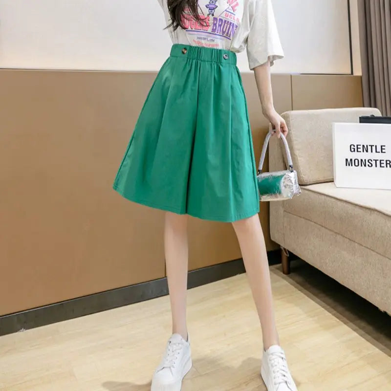 Shorts for Women Culotte Half Wide Knee Length High Waist Skirt Pants Mid Short Woman Bermuda Designer Wholesale Casual Design