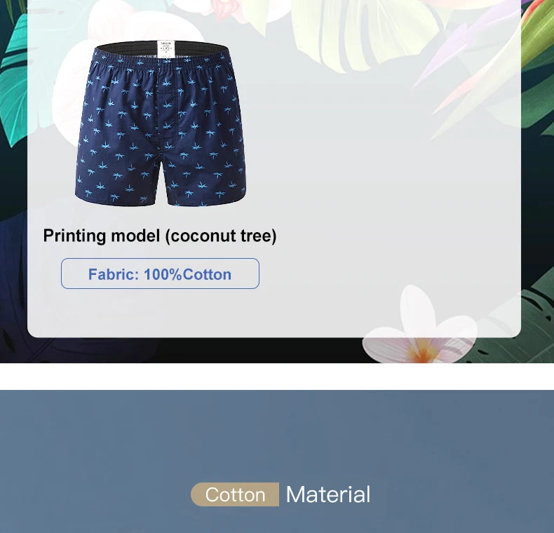 3PCS Men Shorts Boxers Mens Underwear Cotton Loose Shorts Male Plain Underwear Homewear Comfortable Boxer for Man Mens Panties