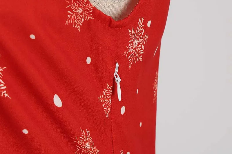 Christmas Dresses for Women Winter Pinup Rockabilly Sexy Cosplay Party Dress Santa Claus Snow Print Cocktail Prom Dress