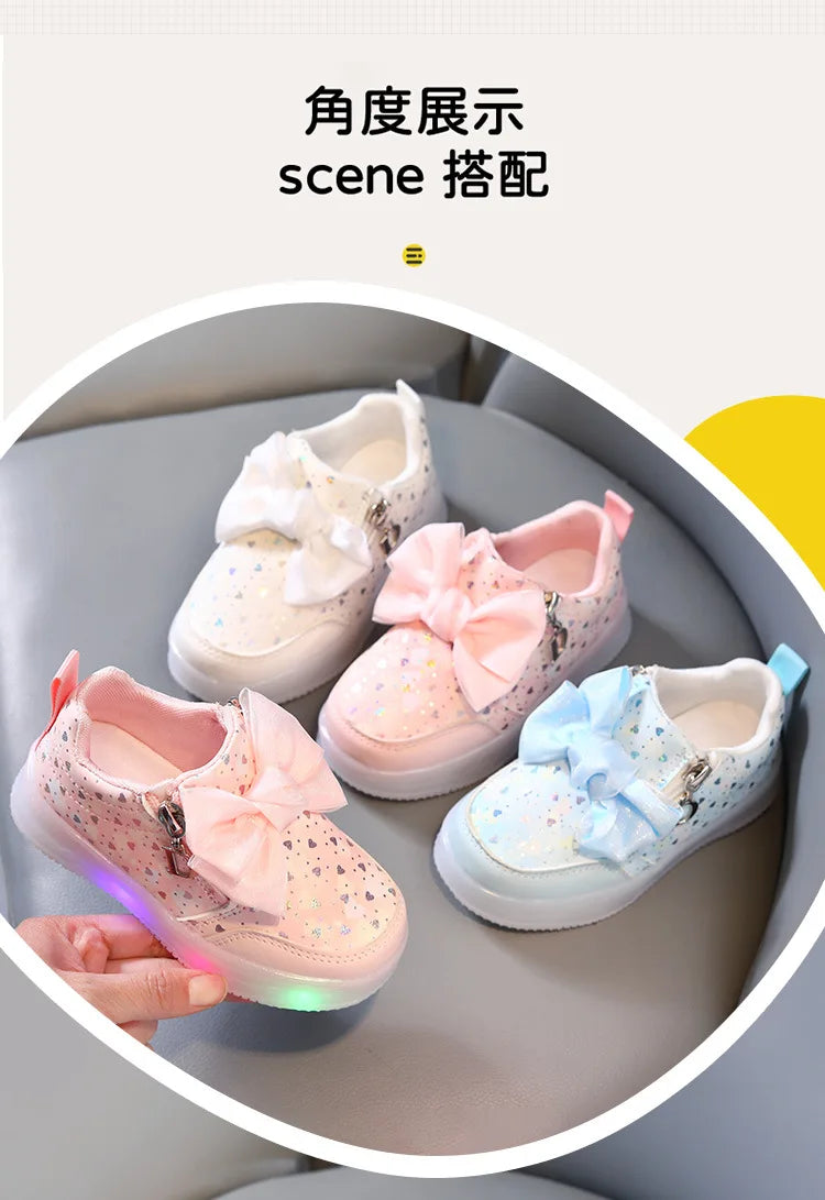 New Kids Shoes Autumn Retro Soft Girl Shoe Glowing Princess Delicate Child Shoes Casual Trend Versatile Designer Short Boot 2025