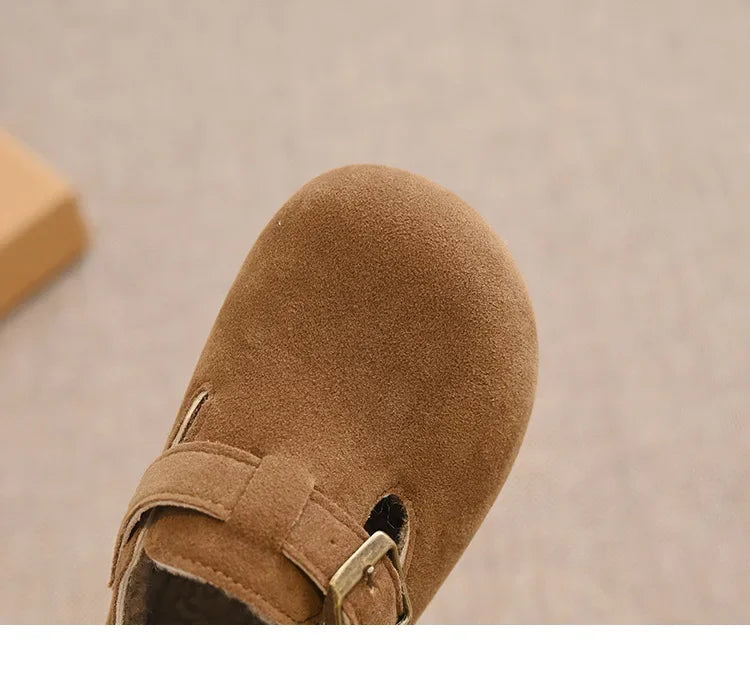 Children Flat Shoes Suede for Winter Kids Moccasins Non-slip Soft Sole 2024 Brand New Boys Girls Leather Shoes Warm Retro Trendy