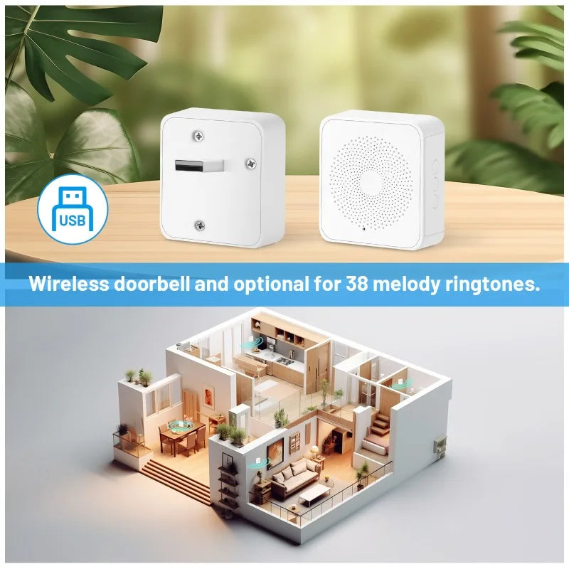 Smart WiFi Doorbell 1080P HD Wide Angle Camera Wireless Doorbell Motion Detection Video Doorbell Two Way Voice for Home Security