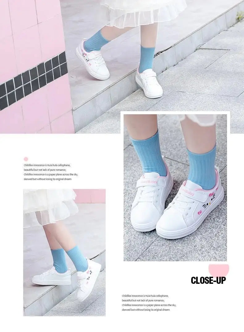 Kids White Sneakers 2025 Fall Slip Resistant Durable Spring Autumn Shoes for Girls 4-16 Years Old Fashion Casual Sports Shoes