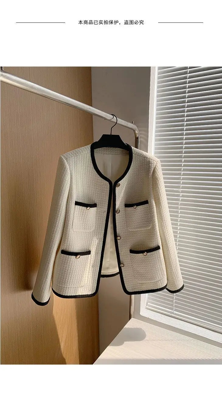 Fashionable Jacket for Short Women's Autumn Winter New Tweed Versatile Top