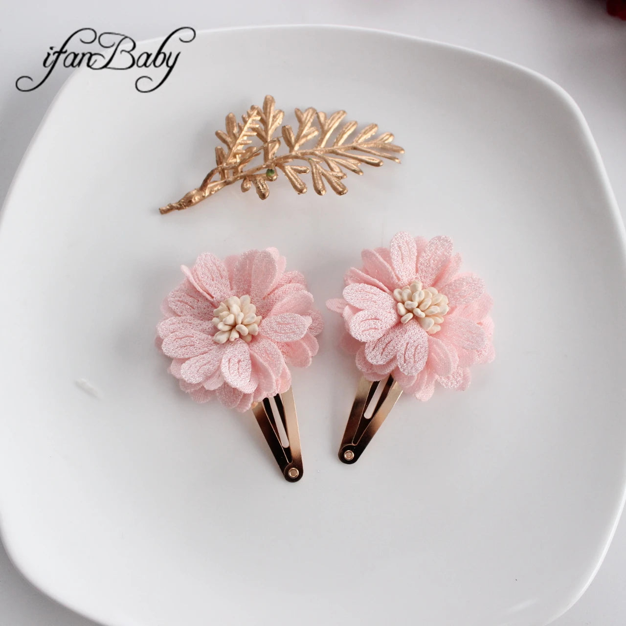 Fashion Flower BB Hair Clips Pin Headwear For Baby Kids Girl Hair Accessories 2 PCS/SET
